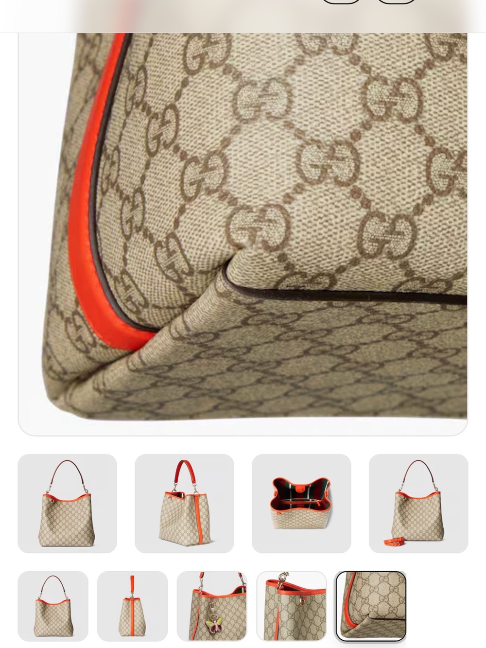 Gucci Beige GG Emblem tote medium with orange trim leather brand new 🧡 - Picture 9 of 16